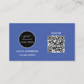Carte De Visite Logo professionnel du code QR | Noir moderne profe (Devant)
