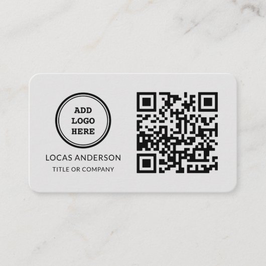 Carte De Visite Logo professionnel du code QR | Noir moderne profe (Devant)