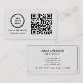 Carte De Visite Logo professionnel du code QR | Noir moderne profe (Devant / Derrière)