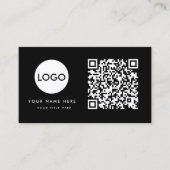 Carte De Visite Logo professionnel du code QR | Noir moderne profe (Devant)