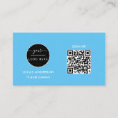 Carte De Visite Logo professionnel du code QR | Noir moderne profe (Devant)