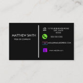 Carte De Visite Logo professionnel du code QR | Noir moderne profe (Dos)