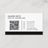 Carte De Visite Logo professionnel du code QR | Noir moderne profe (Dos)