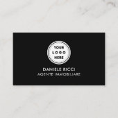Carte De Visite Logo professionnel du code QR | Noir moderne profe (Devant)