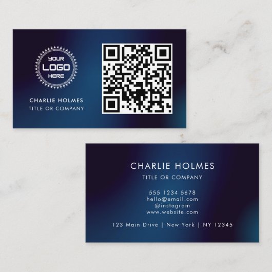 Carte De Visite Logo professionnel du code QR | Professionnel et m (Devant / Derrière)