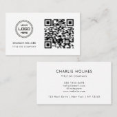 Carte De Visite Logo professionnel du code QR | Professionnel et m (Devant / Derrière)