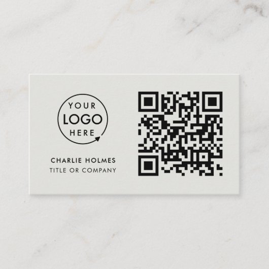 Carte De Visite Logo professionnel du code QR | Professionnel gris (Devant)
