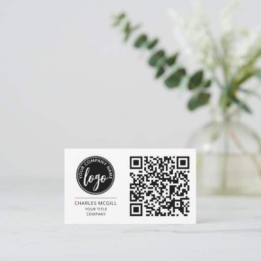Carte De Visite Logo professionnel du code QR | Professionnel mode (Debout devant)