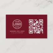 Carte De Visite Logo professionnel du code QR | Red Modern Profess (Devant)