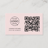 Carte De Visite Logo professionnel du code QR | Rose bleu moderne (Devant)