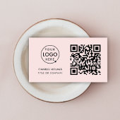 Carte De Visite Logo professionnel du code QR | Rose bleu moderne