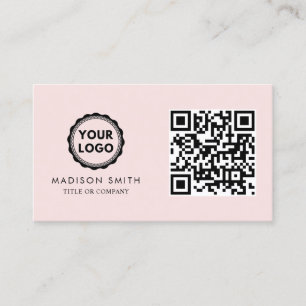 Carte De Visite Logo professionnel du code QR   Rose bleu moderne
