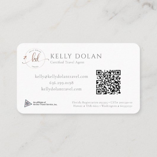 Carte De Visite Logo professionnel élégant Code QR (Dos)