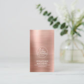 Carte De Visite Logo professionnel en métal brossé Rose or Code QR (Debout devant)