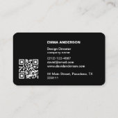 Carte De Visite Logo professionnel en noir gras Qr Code (Dos)