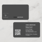 Carte De Visite Logo professionnel en noir gras Qr Code (Devant / Derrière)