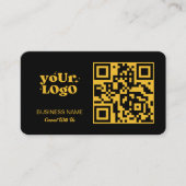 Carte De Visite Logo professionnel Gold QR Code | Noir moderne (Devant)