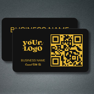 Carte De Visite Logo professionnel Gold QR Code Noir moderne