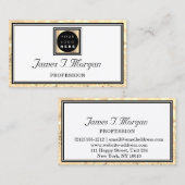 Carte De Visite Logo professionnel Gold White Parties scintillant (Devant / Derrière)