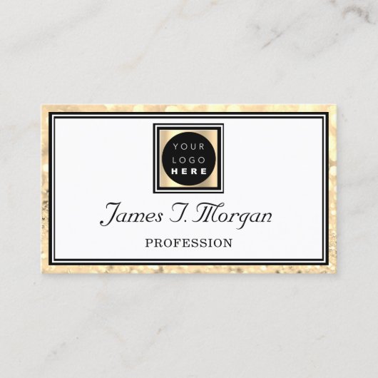 Carte De Visite Logo professionnel Gold White Parties scintillant (Devant)