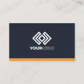 Carte De Visite Logo Professionnel Gras Bleu foncé/Orange (Dos)