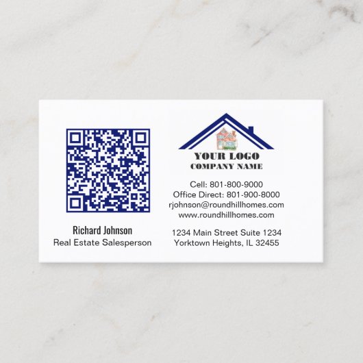 Carte De Visite Logo professionnel immobilier Code QR (Devant)