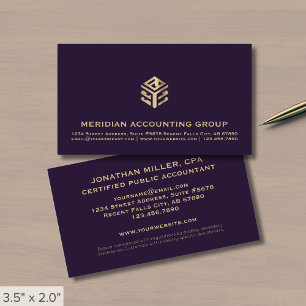 Carte De Visite Logo professionnel Luxe Purple Gold