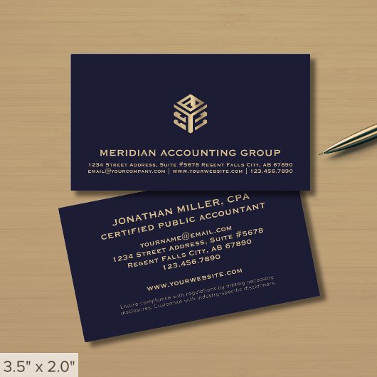 Carte De Visite Logo professionnel Marine Blue Gold