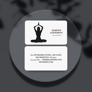 Carte De Visite Logo professionnel minimal Black Yoga Instructor