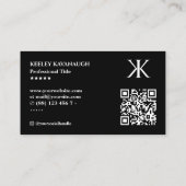 Carte De Visite Logo professionnel minimal Monogramme K Noir (Dos)