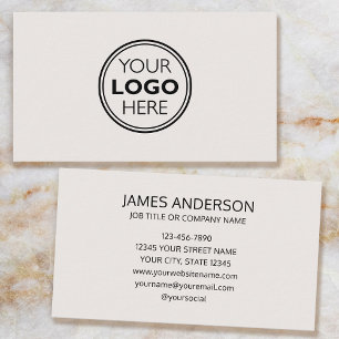 Carte De Visite Logo Professionnel Minimaliste Blanc Cassé