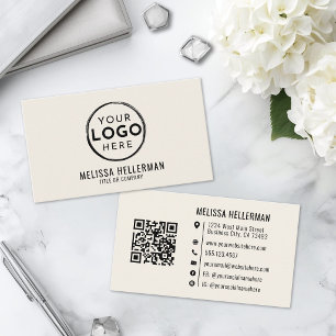 Carte De Visite Logo Professionnel Minimaliste Moderne Ivoire