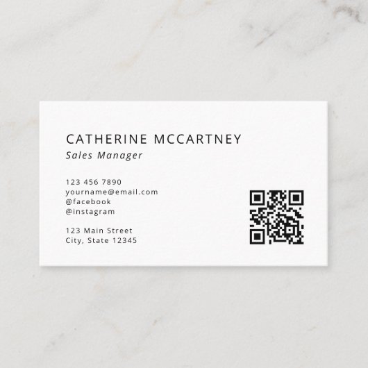 Carte De Visite Logo professionnel moderne Code QR (Devant)