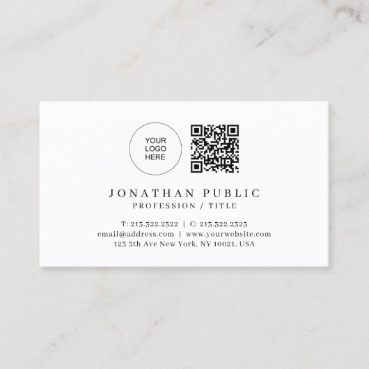 Carte De Visite Logo professionnel moderne élégant QR Code (Devant)