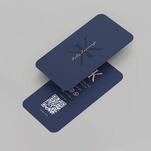 Carte De Visite Logo professionnel moderne Monogramme K Dark Blue