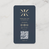 Carte De Visite Logo professionnel moderne Monogramme K Dark Blue (Dos)