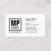 Carte De Visite Logo Professionnel Moderne Simple Carré Monogram (Devant)