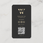 Carte De Visite Logo professionnel moderne W Monogram Black Gold (Dos)