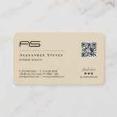 Carte De Visite Logo Professionnel Monogramme Crème Beige (Devant)