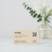 Carte De Visite Logo Professionnel Monogramme Crème Beige (Debout devant)
