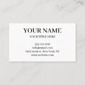 Carte De Visite Logo Professionnel Noir et Blanc (Dos)