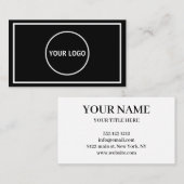 Carte De Visite Logo Professionnel Noir et Blanc (Devant / Derrière)