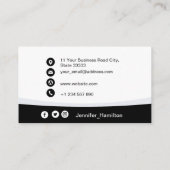 Carte De Visite Logo professionnel noir et blanc QR Code Photo (Dos)