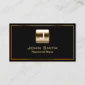 Carte De Visite Logo professionnel Nurse Gold Noir moderne (Devant)