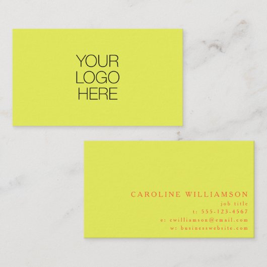 Carte De Visite Logo Professionnel Orange Jaune Chartreuse Gras (Devant / Derrière)