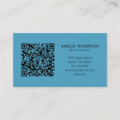 Carte De Visite Logo professionnel personnalisé Code QR bleu (Dos)