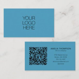 Carte De Visite Logo Professionnel Personnalisé Code QR Bleu pour
