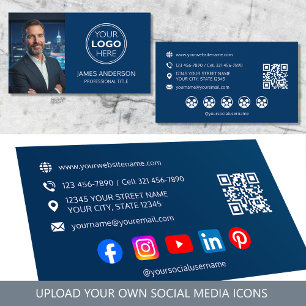Carte De Visite Logo Professionnel Photo Médias Sociaux Code QR Ma