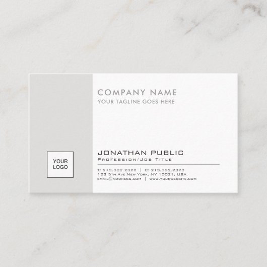 Carte De Visite Logo Professionnel Plain Entreprise Moderne Élégan (Devant)