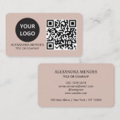 Carte De Visite Logo professionnel QR Code, Boho Beige Professiona (Devant / Derrière)